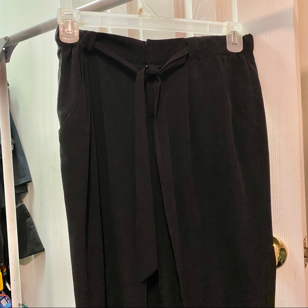 Black Tie-Waist Trousers